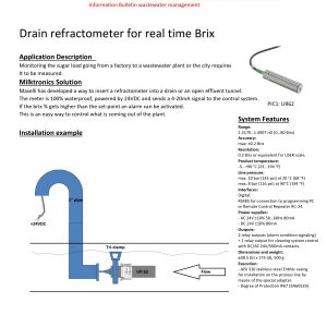 Brix refractometer for drain